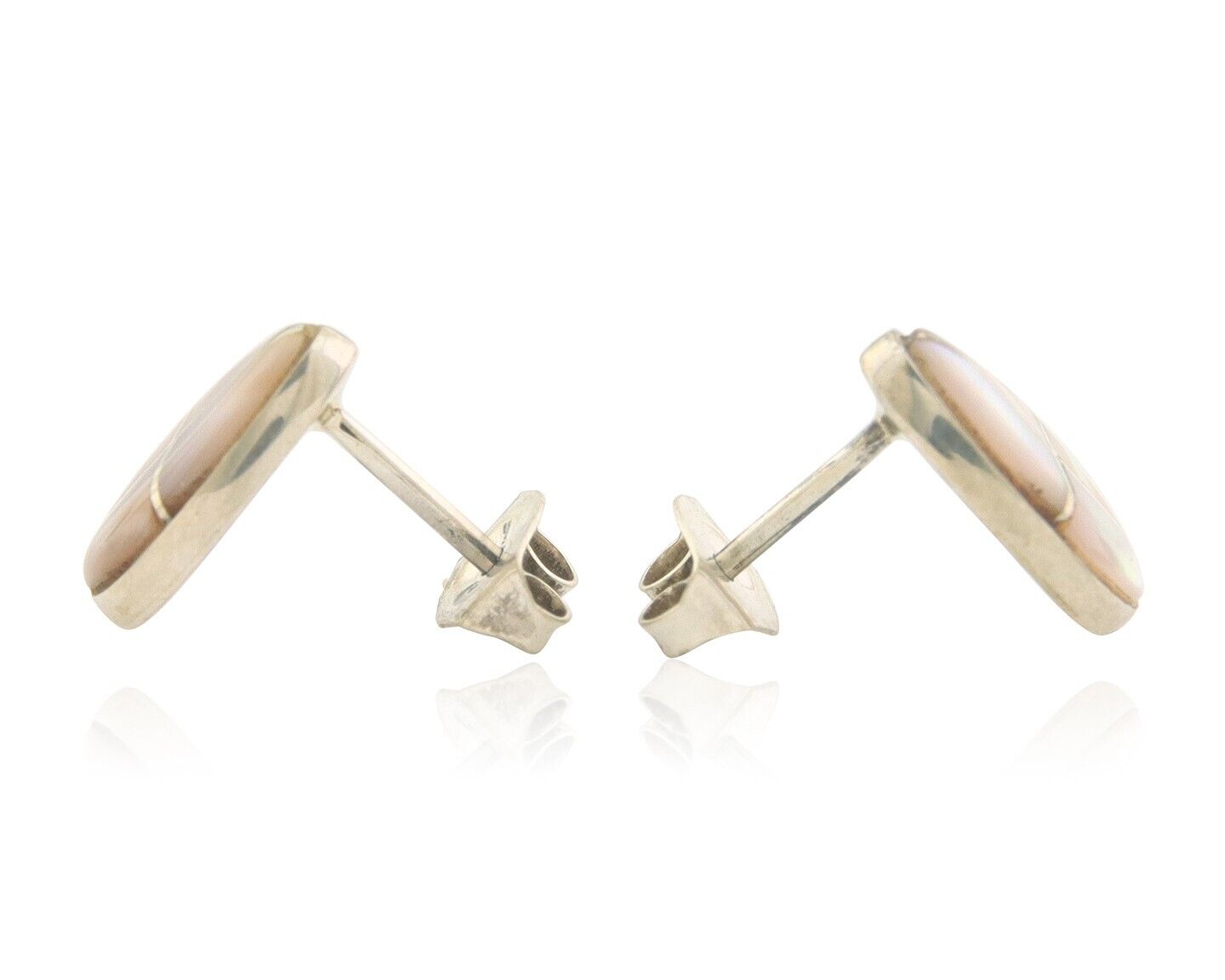 Navajo Earrings 925 Silver Pink Mussel Native American Artist C.80's