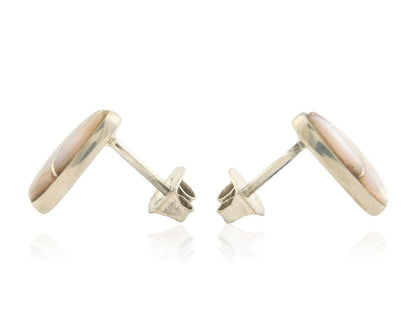 Navajo Earrings 925 Silver Pink Mussel Native American Artist C.80's