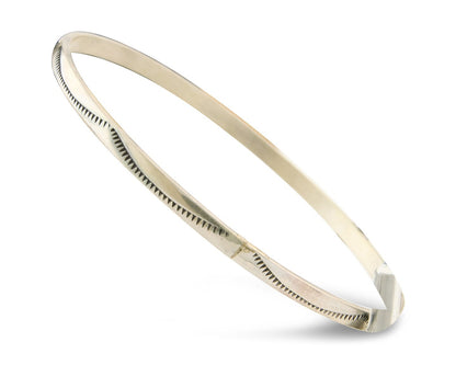 Navajo Bangle Bracelet 925 Silver Hand Stamped Twist Native American Artist C80s