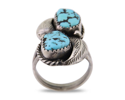 Navajo Ring 925 Silver Natural Blue Turquoise Native American Artist C.80's