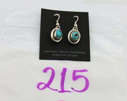 Navajo Earrings 925 Silver Sleeping Beauty Turquoise Native Artist C.80s