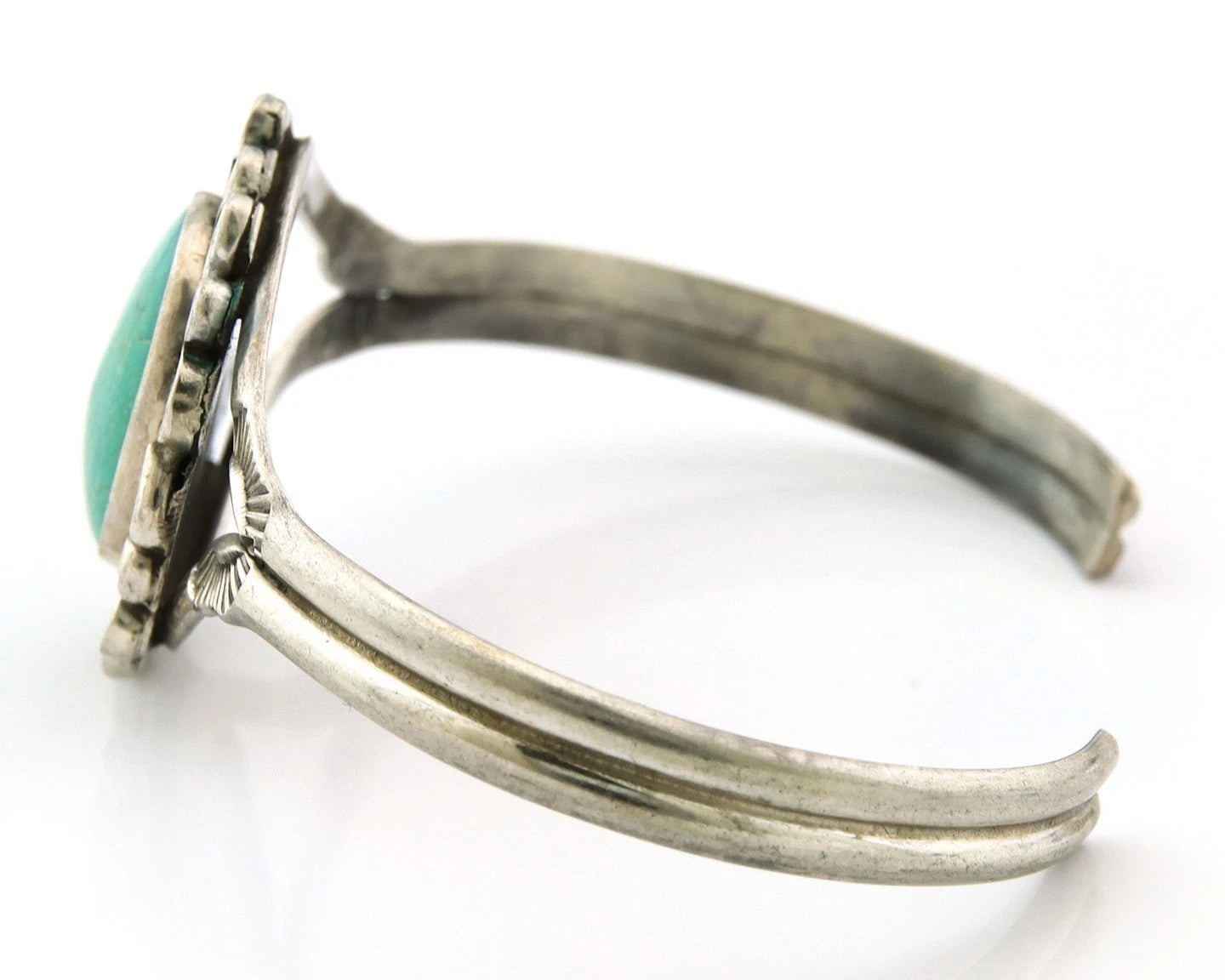 Navajo Cuff Bracelet Sterling Silver Vintage Turquoise Handmade Signed LP