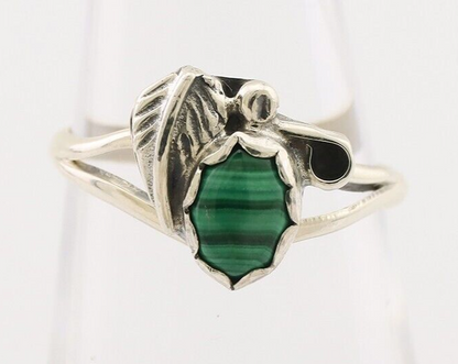 Navajo Handmade Ring 925 Silver Natural Malachite Native Artist Size 6.0 C.80's