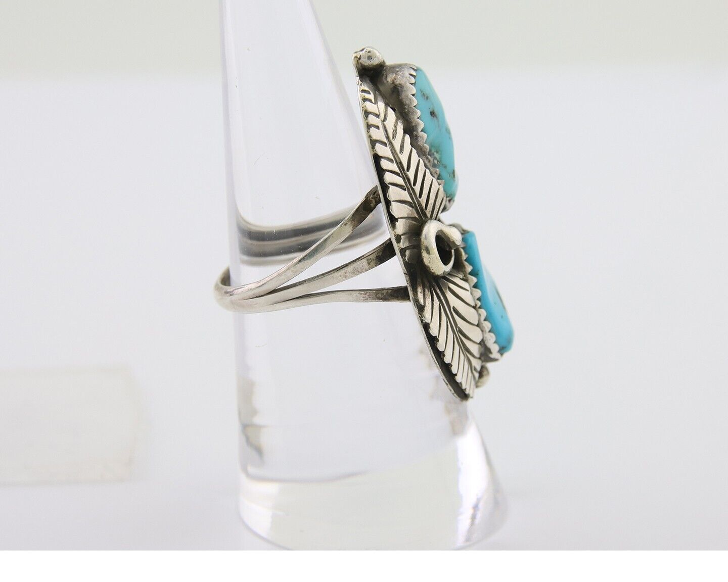 Navajo Ring 925 Silver Natural Turquoise Artist Signed Rob T Kelly C.80's