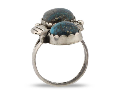 Zuni Ring 925 Silver Blue Morenci Turquoise Artist Signed Platoro FNE C.80's