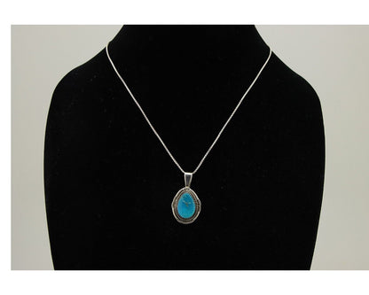 Navajo Necklace 925 Silver Natural Turquoise Artist Signed Mike Begay C.80's