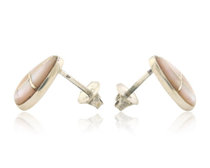 Navajo Earrings 925 Silver Pink Mussel Native American Artist C.80's