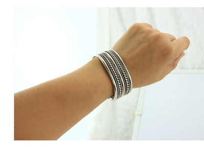 Navajo Cuff Bracelet 925 Sterling Silver Vintage Handmade Signed TAHE