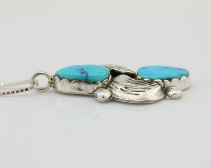 Navajo Turquoise Handmade Necklace 925 Silver Signed Simplicio C.80's