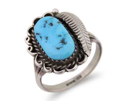 Navajo Ring 925 Silver Natural Blue Turquoise Native American Artist C.80's