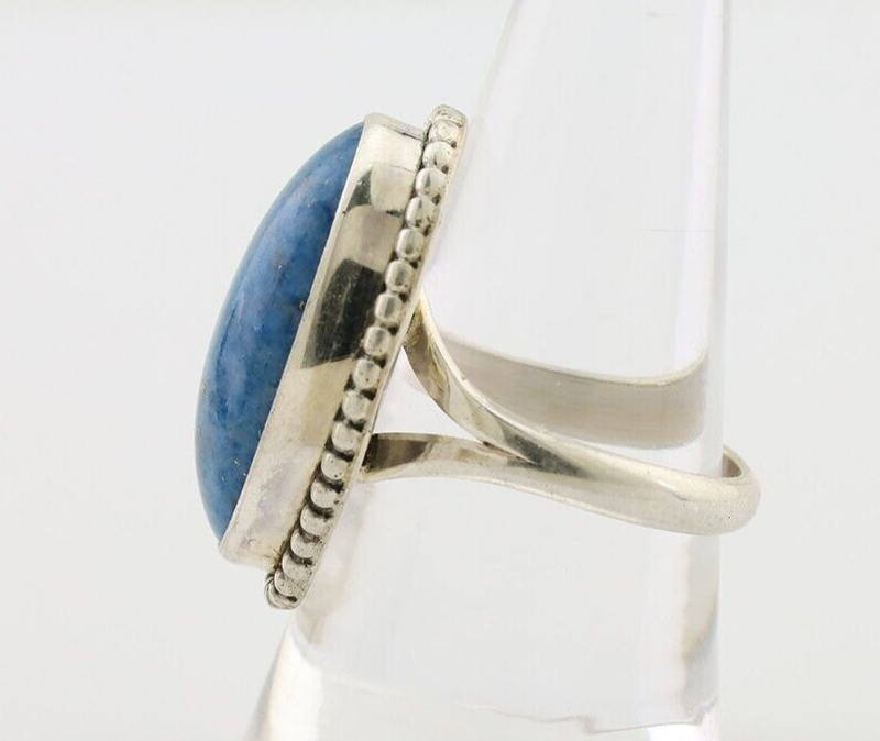 Navajo Handmade Ring 925 Silver Blue Denim Lapis Artist Signed M C.80's