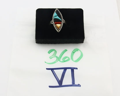 Vintage Zuni Ring 925 Sterling Silver Natural Gemstone Signed R & GT Size 6.25