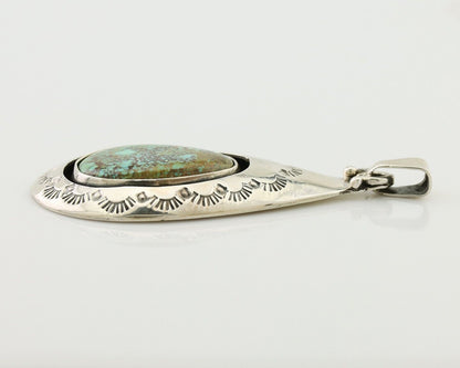 Navajo Pendant 925 Silver Green Turquoise Artist Signed MC C.80's