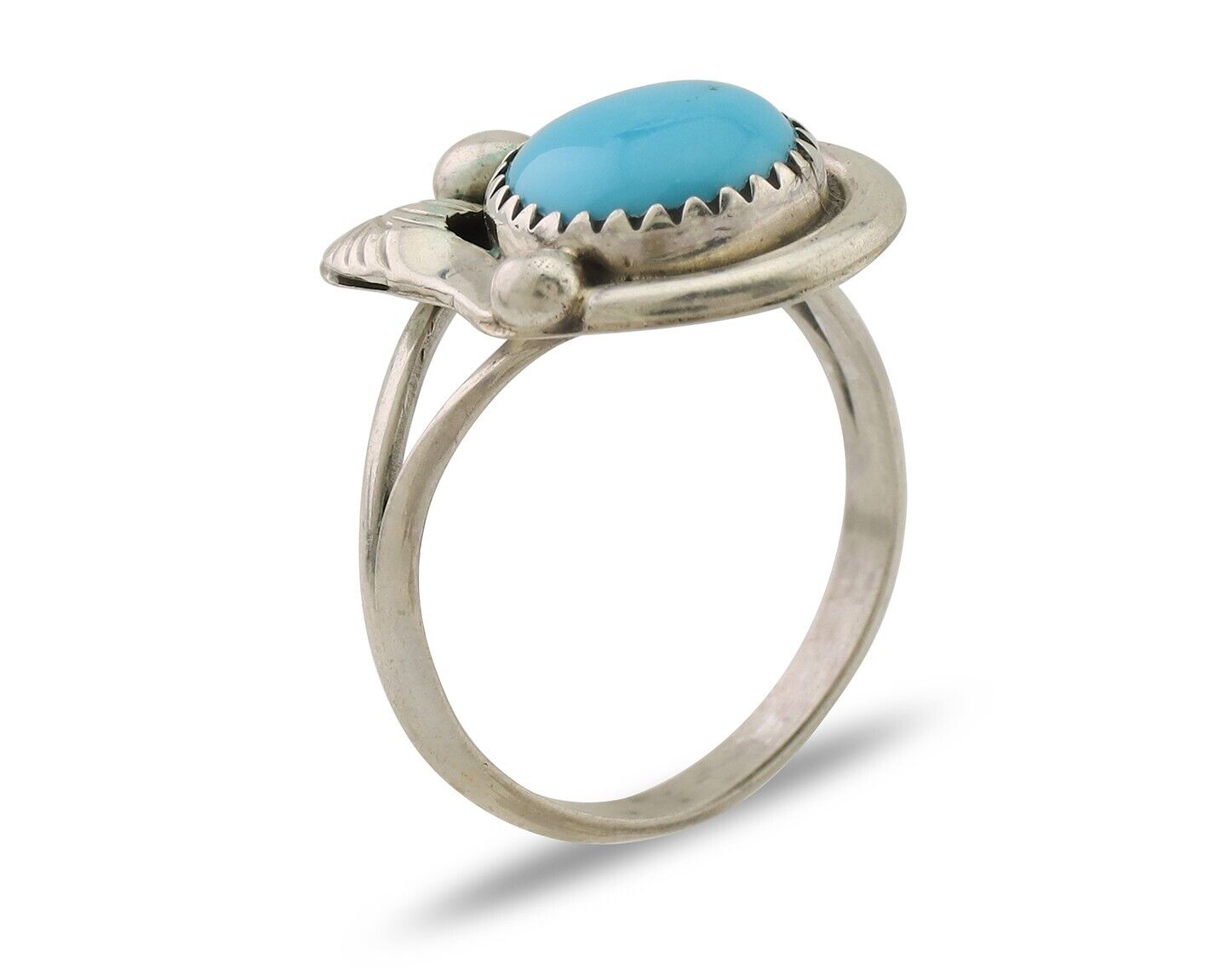 Navajo Ring 925 Silver Natural Blue Turquoise Native American Artist C.80's