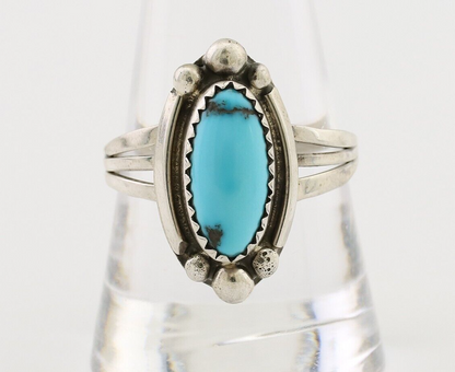 Navajo Ring 925 Silver Sleeping Beauty Turquoise Artist Signed SC C.80's