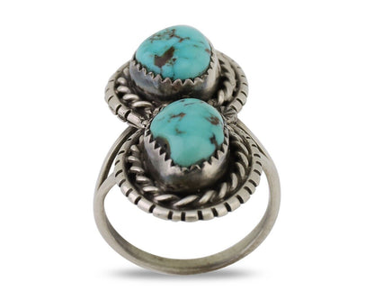 Navajo Ring 925 Silver Natural Turquoise Artist Signed Tom Willeto C.80's