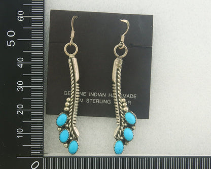 Navajo Earrings 925 Silver Natural Turquoise Native American Artist C.80's