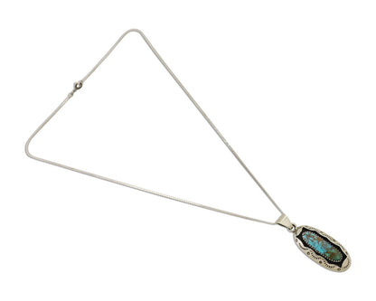 Navajo Necklace 925 Silver Kingman Turquoise Native American Artist C.80s