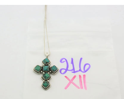 Navajo Cross Necklace Sterling Silver Natural Turquoise Artist Vintage