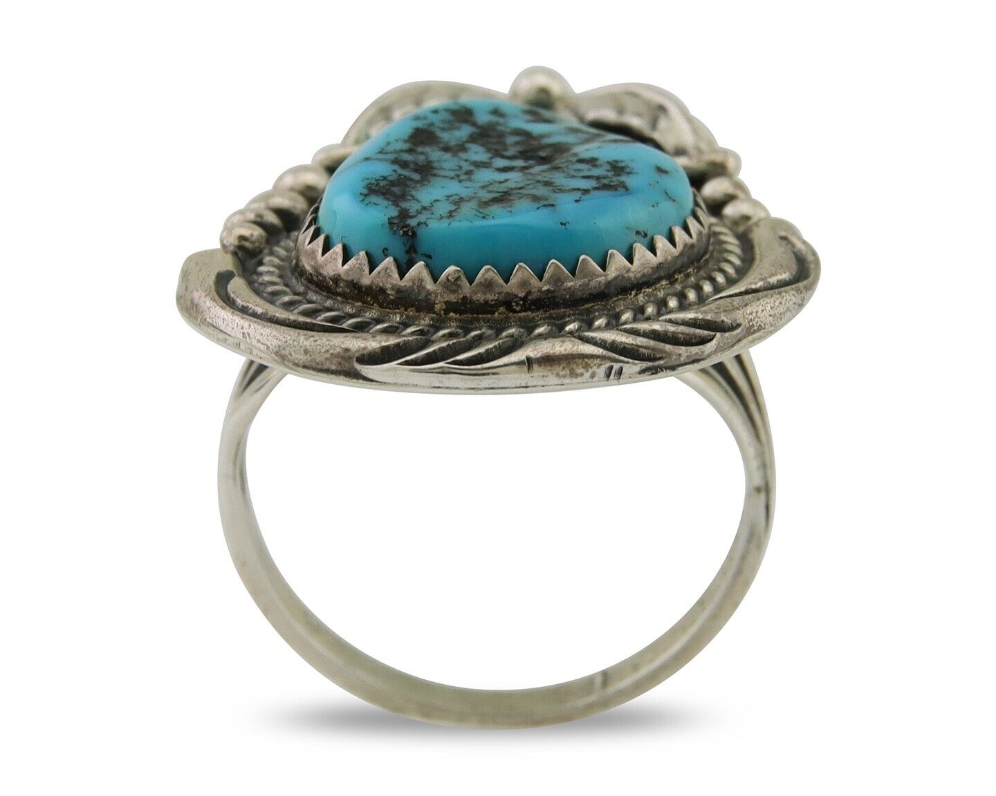 Navajo Ring 925 Silver Natural Blue Turquoise Native American Artist C.80's