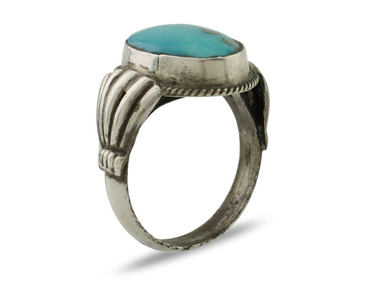 Navajo Handmade Ring 925 Silver Blue Turquoise Native American Artist C.80's