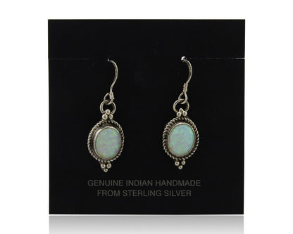 Navajo Dangle Earrings 925 Silver Natural Opal Native Artist C.80's