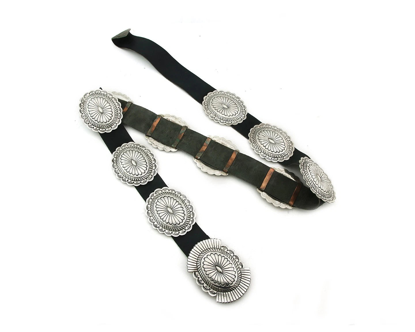 Navajo Concho Belt Sterling Silver Handmade Vintage Signed Suzie James