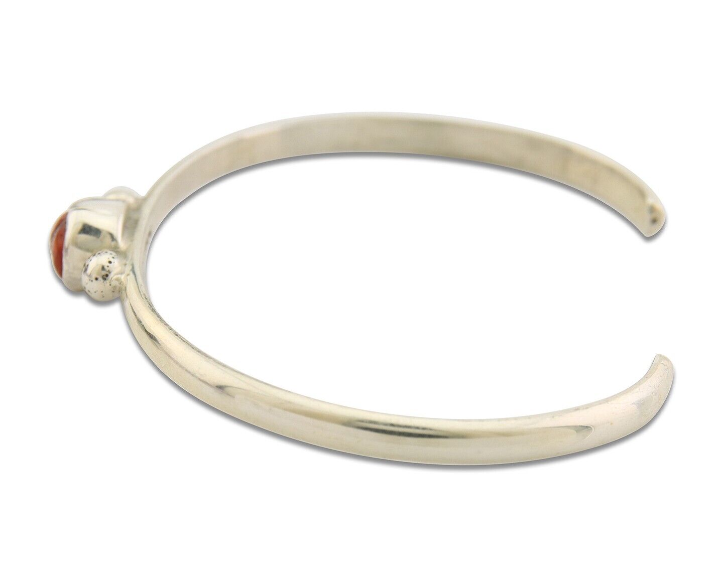 Navajo Bracelet .925 Silver Natural Red Coral Cuff Native American Artist C.80's