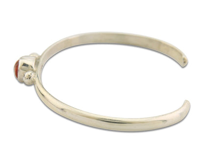 Navajo Bracelet .925 Silver Natural Red Coral Cuff Native American Artist C.80's