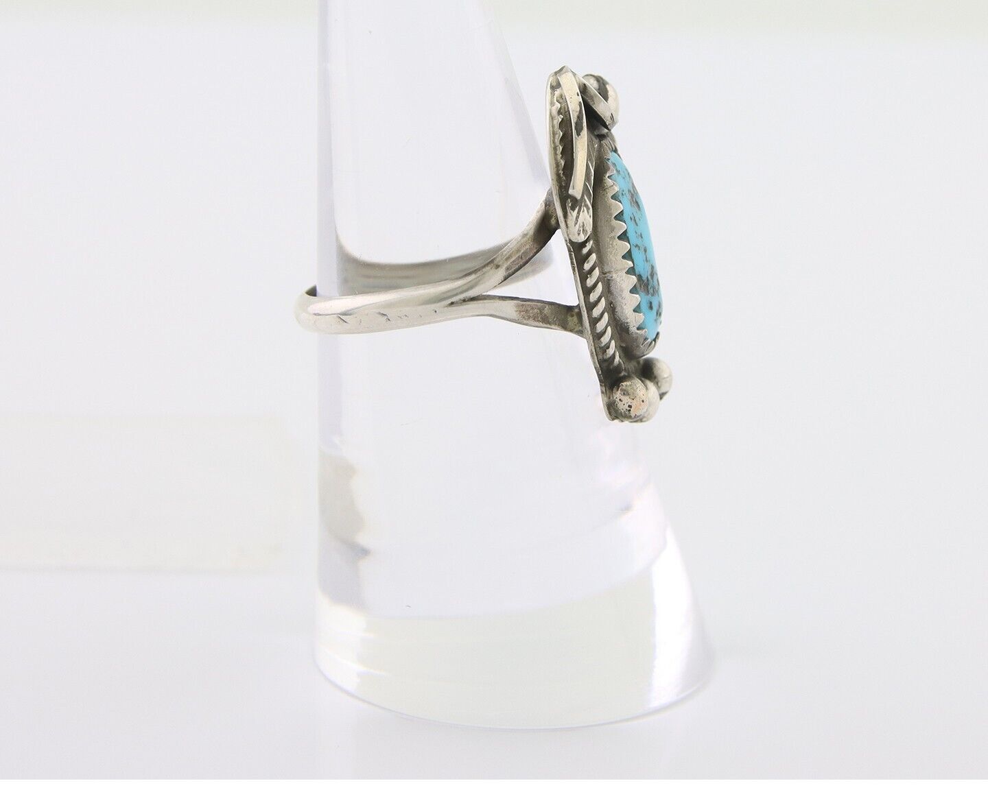 Navajo Ring 925 Silver Sleeping Beauty Turquoise Signed Justin Morris C.80's