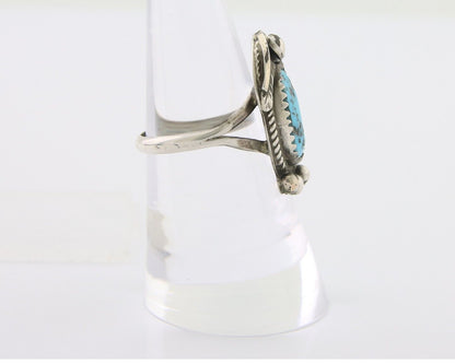 Navajo Ring 925 Silver Sleeping Beauty Turquoise Signed Justin Morris C.80's