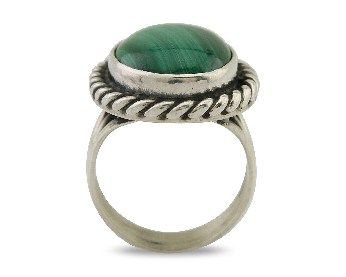 Navajo Ring 925 Silver Natural Malachite Native American Artist C.80's
