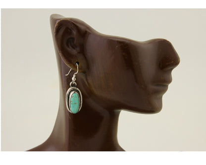 Navajo Dangle Earrings 925 Silver Natural Blue Turquoise Native Artist C.80's