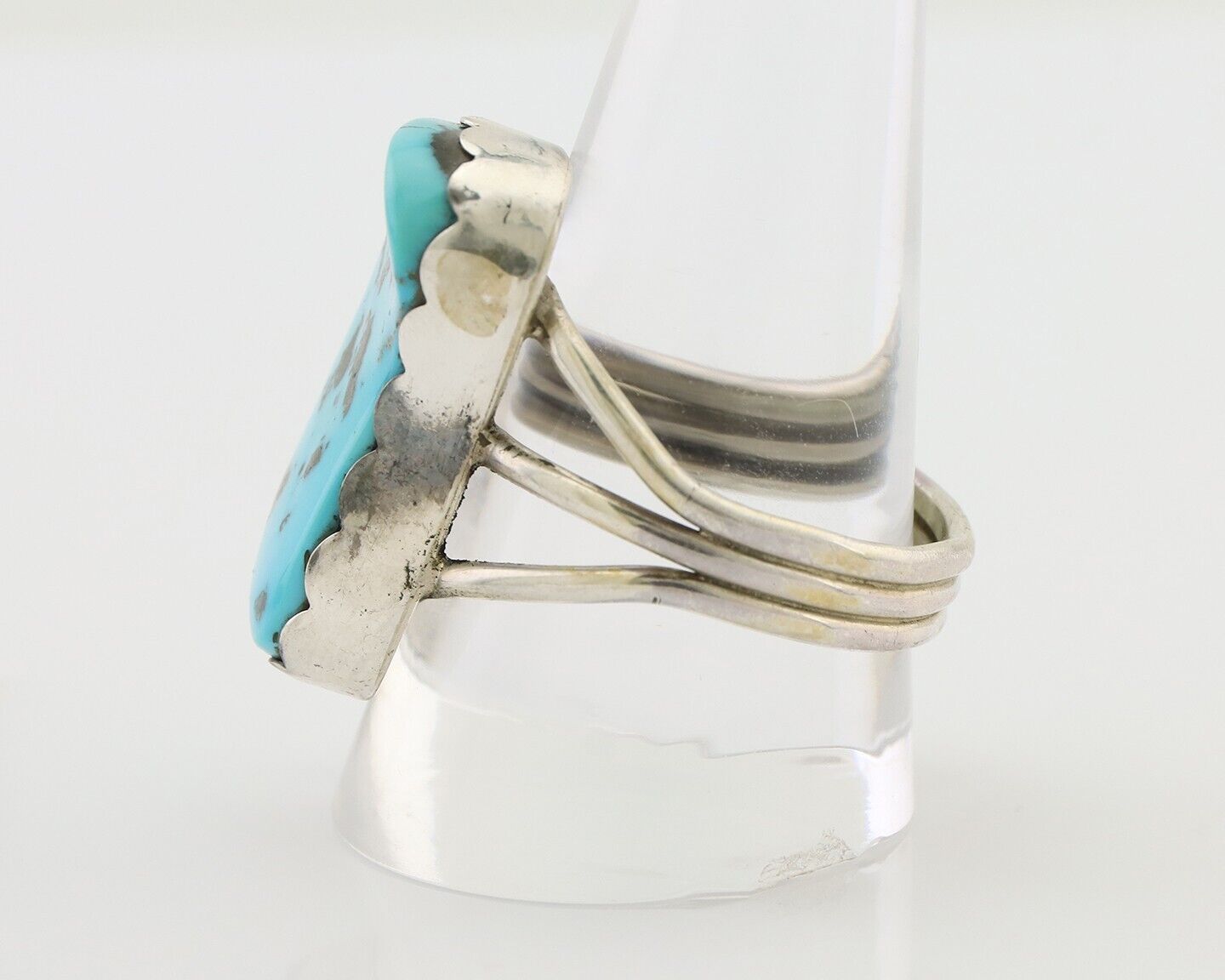 Navajo Ring 925 Silver Natural Blue Turquoise Signed Tony Guerro C.80's