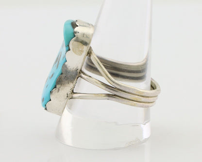 Navajo Ring 925 Silver Natural Blue Turquoise Signed Tony Guerro C.80's