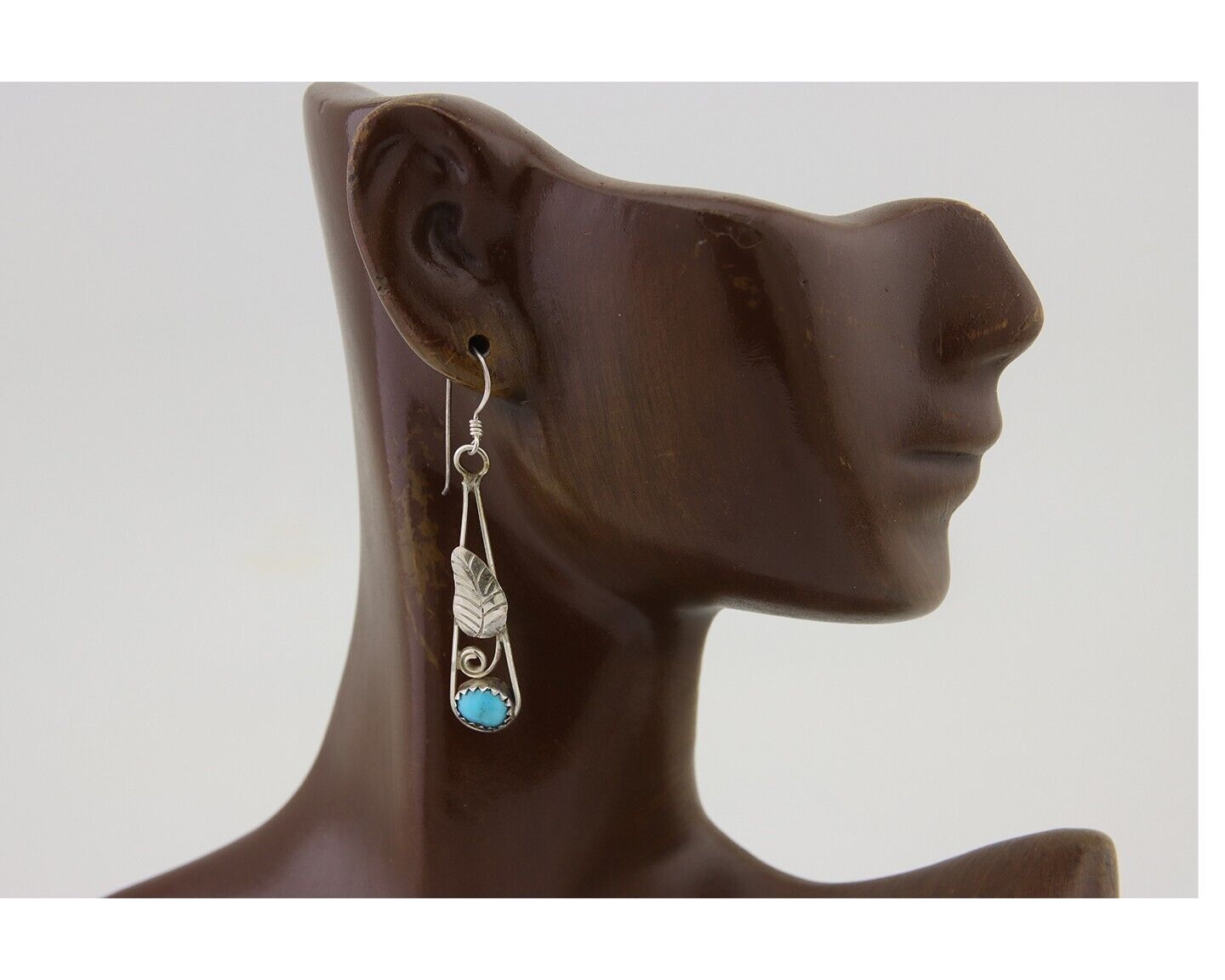 Navajo Dangle Earrings 925 Silver Natural Blue Turquoise Artist Signed JB C.80's