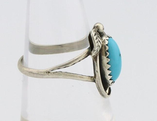 Navajo Ring 925 Silver Sleeping Beauty Turquoise Signed SkyStone Creations C80s