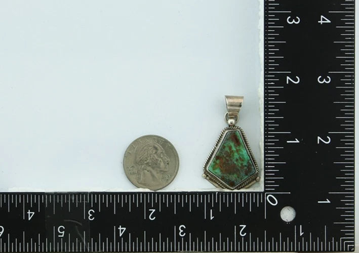 Navajo Pendant 925 Sterling Silver Natural Turquoise Vintage Artist Signed BKF