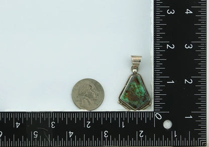 Navajo Pendant 925 Sterling Silver Natural Turquoise Vintage Artist Signed BKF