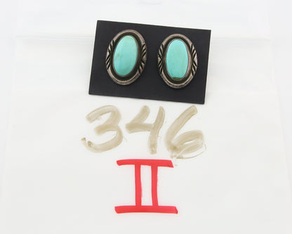 Navajo Dangle Earrings 925 Silver Natural Turquoise Native American Artist C.80s