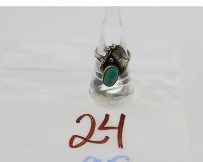 Navajo Handmade Ring 925 Silver Turquoise Signed BP C.80's
