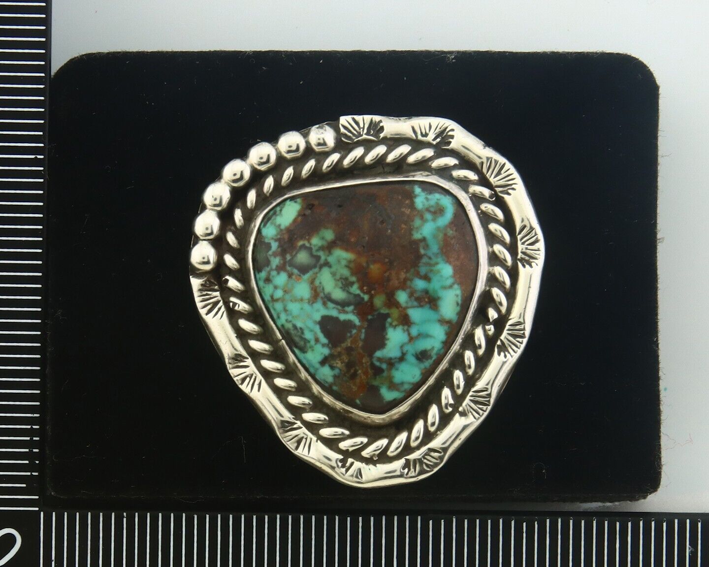 Navajo Ring 925 Sterling Turquoise Handmade Native Artist C.80's Size 5.5