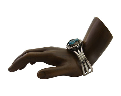Navajo Bracelet 925 Silver Blue Turquoise Native American Artist C.80's