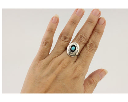 Navajo Handmade Ring 925 Silver Blue Turquoise Artist Signed BF C.80's