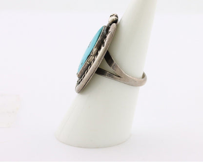 Navajo Ring 925 Silver Blue Turquoise Native American Artist C.80's