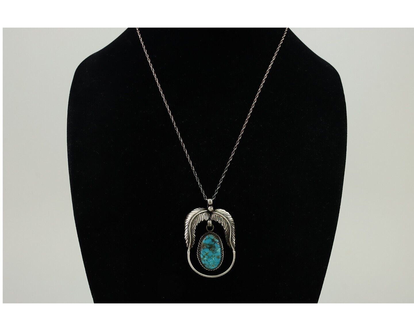 Navajo Necklace 925 Silver Turquoise Native American Artist Signed C.90s