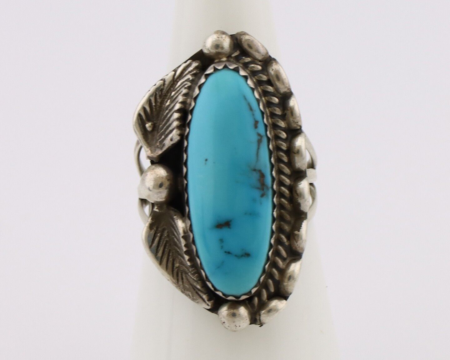 Navajo Ring 925 Silver Sleeping Beauty Turquoise Signed SC C.80's