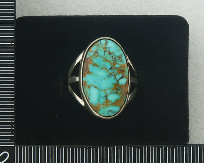 Vintage Navajo Ring 925 Sterling Authentic Traditional Turquoise Size 8.0