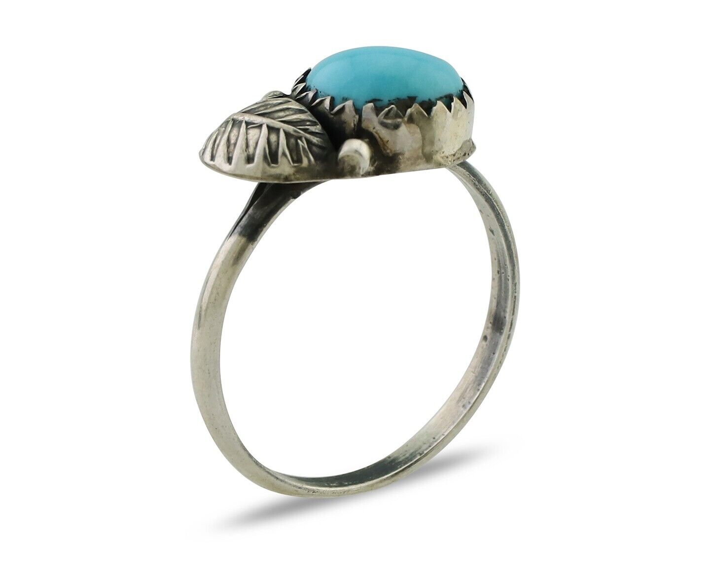 Navajo Ring 925 Silver Sleeping Beauty Turquoise Native American Artist C.80's