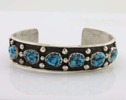 Navajo Bracelet 925 Silver Sleeping Beauty Turquoise Native American C.80's